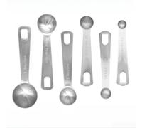 Juego de cucharas medidoras de acero inoxidable con varilla agitadora y anillo desmontable, marcas métricas y de escala para cocinar, hornear y uso en la cocina (6)