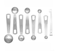 Juego de cucharas medidoras de acero inoxidable con varilla agitadora y anillo desmontable, marcas métricas y de escala para cocinar, hornear y uso en la cocina (8)
