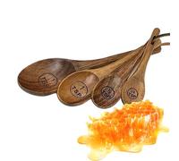 Juego de cucharas medidoras de madera de acacia - Juego de cucharas de cocina de granja de 6 pulgadas | Tazas de medición de café con miel totalmente natural, utensilios de condimentos hechos con