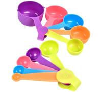 Juego de Cucharas Medidoras y Tazas Apilables PP | Marcas Claras, Diseño Encajable Orificios, Uso Diario en Cocina y Repostería, Color Surtido Color Aleatorio