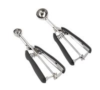 Juego de cucharas pequeñas para galletas, 2 piezas incluyen 1 cucharadita/1 cucharada de masa de galletas, cucharas de galletas para hornear, hechas de acero inoxidable 18/8, buen agarre suav
