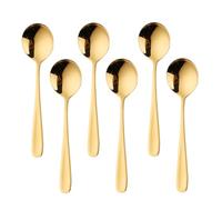 Juego de cucharas redondas de 6.9 pulgadas, cuchara de sopa y cucharas de postre de acero inoxidable de alta calidad, resistentes, aptas para lavavajillas y ergonómicas, cuchara versátil para la