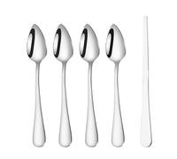 Juego de cucharas y cuchillos de pomelo dentados, utensilios curvados de acero inoxidable para servir cítricos, limón, kiwi, melón, lima, puré de manzana, herramienta de alimentación de frutas Pitaya