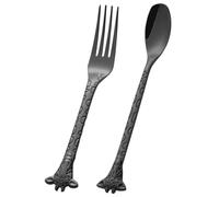 Juego de Cucharas y Tenedores 16,4x2,2x0,2cm de Acero Inoxidable 2 piezas | Acabado Pulido Brillante, Estilo Moderno, para Helado, Capuchinos, Tardes de Café y Fiestas