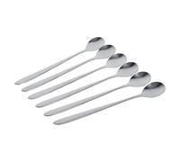 Juego de cucharillas de acero inoxidable con mango largo para helado y café con leche, color plateado brillante, 6 unidades