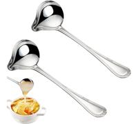 Juego de cucharones de acero inoxidable para salsa, 20,5 cm, 2 piezas, pulido espejo con boquilla de vertido, apto para lavavajillas