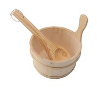Juego de Cucharones de Sauna de Madera de 4L, Accesorios de Sauna con Revestimiento de Plástico para Piscina de SPA, 4L para Sauna, Spa, Piscina, Ducha