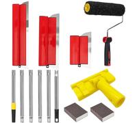 Juego de cuchillas para desnatar, 25 + 40 + 60 cm, espátula flexible de acero inoxidable para paneles de yeso, pala, pala, cuchillas de desnatación, poste de aluminio y soporte de ángulo con rodillos