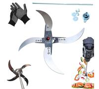 Juego de cuchillas trituradoras de césped, diámetro ajustable, 12 agujeros de montaje, incluye varilla de hierro, soporte para cuchillos, rodamiento y 4 cuchillas duraderas para una fácil jardinería