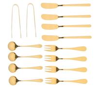 Juego de Cuchillo, Cuchara, Tenedor y Pinzas de Queso de Acero Inoxidable | Mango Ergonómico, Portátil y Cómodo de Sujetar, para Servir Queso y Mantequilla en Mesa o Camping