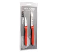 Arcos Set 2 cuchillos peladores – Serie Nova – Acero inoxidable, mango ergonómico polipropileno rojo