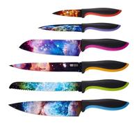 Juego de cuchillos Chef’s Vision Cosmos - Set de cuchillos de cocina de acero inoxidable de 6 piezas con diseño de cosmos - Regalo para mujeres u hombres - Juego de cuchillos de cocina