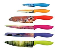 Juego de cuchillos Chef’s Vision Paisaje - Set de cuchillos de cocina de acero inoxidable de 6 piezas con escenas naturales - Regalo para mujeres u hombres - Juego de cuchillos de cocina