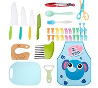 Juego de cuchillos de cocina para niños, cuchillo de chef de seguridad para niños con cortadores de verduras, cuchillo de madera, tabla de cortar, juego de corte para niños para cortar y cocinar