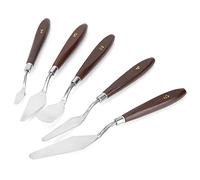 Juego de cuchillos de paleta de acero inoxidable profesional, juego de espátulas de pintura al óleo con mango de madera para artistas pintores, 5 uds. De diferentes tamaños