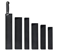 Juego de cuchillos flocados de ABS de 6 piezas, protector de hoja rectangular, cubierta de vaina, protectores de hoja de 6 tamaños, herramientas de cocina portátiles (negro)