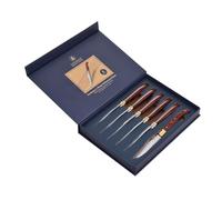Juego de cuchillos para carne Laguiole Heritage - Juego de 6 piezas - cuchillos para carne con mango de madera fina de Pekka - acero inoxidable - juego de cuchillos de alta calidad en estuche de regal