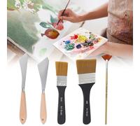 Juego de Cuchillos para Pintar 2 Espatulas Pintura 3 Pinceles Pintura Acrilica de Nailon pinceles de Abanico de Artista Para Crear Pinturas al óLeo Gouache Acuarela Y Pinturas Rupestres