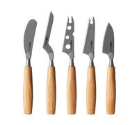 Juego de cuchillos para queso Boska Amigo Small / Juego de 5 cuchillos pequeños / Cuchillo para todo tipo de quesos / Mango ergonómico / Acero inoxidable / Madera de haya