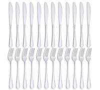 Juego de Cuchillos y Tenedores 24P, PionStar Cuberterias Completas 12 personas, Juego de 12 tenedores de acero inoxidable/Cuchillos de mesa Juego de 12, Juego de cubiertos incluye cuchillo y tenedor