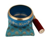 Juego de cuenco de meditación tibetana Om Mani, cojín y mazo de Zap Impex®, azul, 10,2 cm