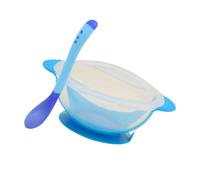 Juego de cuenco de succión de silicona y cuchara a juego, diseño de mango largo para bebés mayores de 6 meses, fomenta comer de forma independiente BLW (Baby Led Weaning) herramienta