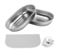 Juego de cuenco y alfombrilla de acero inoxidable compatible con alimentadores de microchip, 2 cuencos de acero inoxidable y 1 alfombrilla para alimentos húmedos y secos, mantiene los alimentos