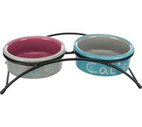 Juego de cuencos 2 × 0,3 l/ø 12 cm/26 × 7 × 13 cm gris claro/rosa viejo/azul claro
