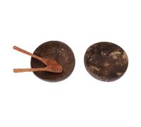 Juego de Cuencos Antiguos de Cáscara de Coco, Vajilla única Resistente Al Calor para Cocina Casera, 2 Juegos con Cuchara de Madera