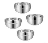 Juego de cuencos de acero inoxidable 304 de doble capa aislada al vacío mantiene la comida caliente y protege las manos, acabado espejo, interior apilable para un fácil almacenamiento (4)