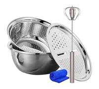 Juego de cuencos de acero inoxidable, cuenco para queso, tazón de acero inoxidable, colador de alimentos de acero inoxidable, juego de almacenamiento y preparación para alimentos, juego de utensilios
