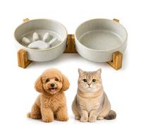 Juego de cuencos de cerámica para perros, cuencos dobles para perros con antideslizante, juego de cuencos dobles para perros, comederos para perros y gatos