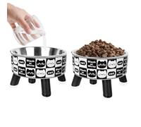 Juego de cuencos de comida y agua para gatos, cuencos para gatos con soporte, cuenco doble para gatitos, cachorros, conejos y animales pequeños, cuenco de acero inoxidable | Cuencos elevados para