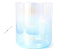 Juego de cuencos de cristal de 7 pulgadas, 432 Hz, para sanación de sonido, meditación, oración, alivio del estrés, con mazo y junta tórica (azul, nota E)