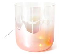 Juego de cuencos de cristal de 7 pulgadas, 432 Hz, para sanación de sonido, meditación, oración, alivio del estrés, con mazo y junta tórica (naranja, nota D)