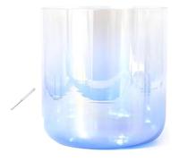 Juego de cuencos de cristal de 7 pulgadas y 432 Hz para sanación de sonido, meditación, oración, alivio del estrés, con mazo y junta tórica (índigo, nota A)