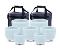 Juego de cuencos de cristal de 8 a 14 pulgadas de 7 piezas, color blanco natural, juego de chakras con cuenco de sonido for meditación de yoga y curación de sonido, 99,99% de cristal puro natural (C