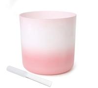 Juego de cuencos de cristal rosa y blanco para alquimia, para yoga, meditación, sanación de sonido, nota F de 8 pulgadas, incluye golpeador y junta tórica de frecuencia de 440 Hz