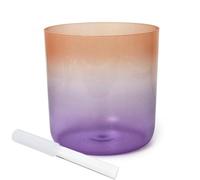 Juego de cuencos de cristal transparente de 15,2 cm, cuenco de alquimia para yoga, meditación, sonido, curación, color degradado, incluye golpeador y junta tórica (nota A de 432 Hz)