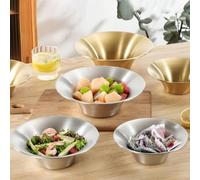 Juego de cuencos dobles de acero inoxidable para montaje de ensaladas, fideos, servir sopa, presentación y preparación de alimentos de cocina con durabilidad fiable (color original de 22 cm)