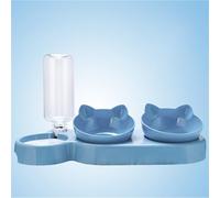 Juego de Cuencos for Comida y Agua for Gatos, Cuenco Elevado for Comida de Gatos, Cuenco for Mascotas a Prueba de derrames(Light Blue)