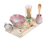 Juego de cuencos Matcha con forma de flor, 8 Uds., soporte for batidor, tamiz, cuchara for té, Kit perfecto for principiantes