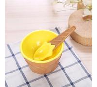 Juego de cuencos para cereales con cuchara, de plástico, apilables, multicolor, 9,7 x 15 cm, para frutas, yogur, desayuno, color amarillo