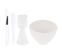 Juego de Cuencos para Mascarillas Faciales de Silicona de Color Claro | Base Antideslizante, Resistente a Caídas, Incluye Varilla, Cuchara Medidora y Cepillo