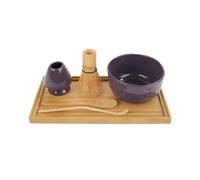 Juego de cuencos para matcha de la marca BambooMN (incluye soporte para cuenco, batidor de t , cuchara para t Chasaku y bandeja) 1 juego morado