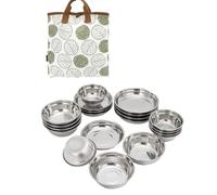 Juego de Cuencos para Sopa y Platos de Barbacoa de Acero Inoxidable de 16 Piezas, vajilla para Acampar, vajillas Multiusos para Comidas y picnics Aire Libre, vajilla portátil para Acampar