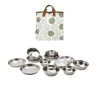 Juego de Cuencos para Sopa y Platos de Barbacoa de Acero Inoxidable de 16 Piezas, vajilla para Acampar, vajillas Multiusos para Comidas y picnics Aire Libre, vajilla portátil para Acampar