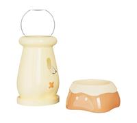 Juego de cuencos pequeños para alimentación de animales, plato de cerámica y dispensador de agua al vacío para hámsteres, jerbos, jaula, accesorios, cuenco pequeño para mascotas