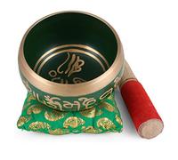 Juego de cuencos tibetanos - Auténtico cuenco tibetano hecho a mano para meditación, chacra, yoga, buda, curación, 10 cm (verde)