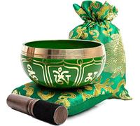 Juego de cuencos tibetanos con bolsa, fácil de jugar, auténtico hecho a mano, meditación con sonido holístico de 7 chakras, regalo de curación de Himalayan Bazaar (Turquesa)